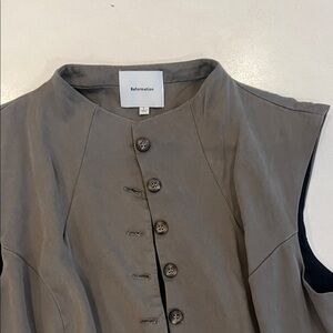 Reformation Taupe Sleeveless Button-Up Top